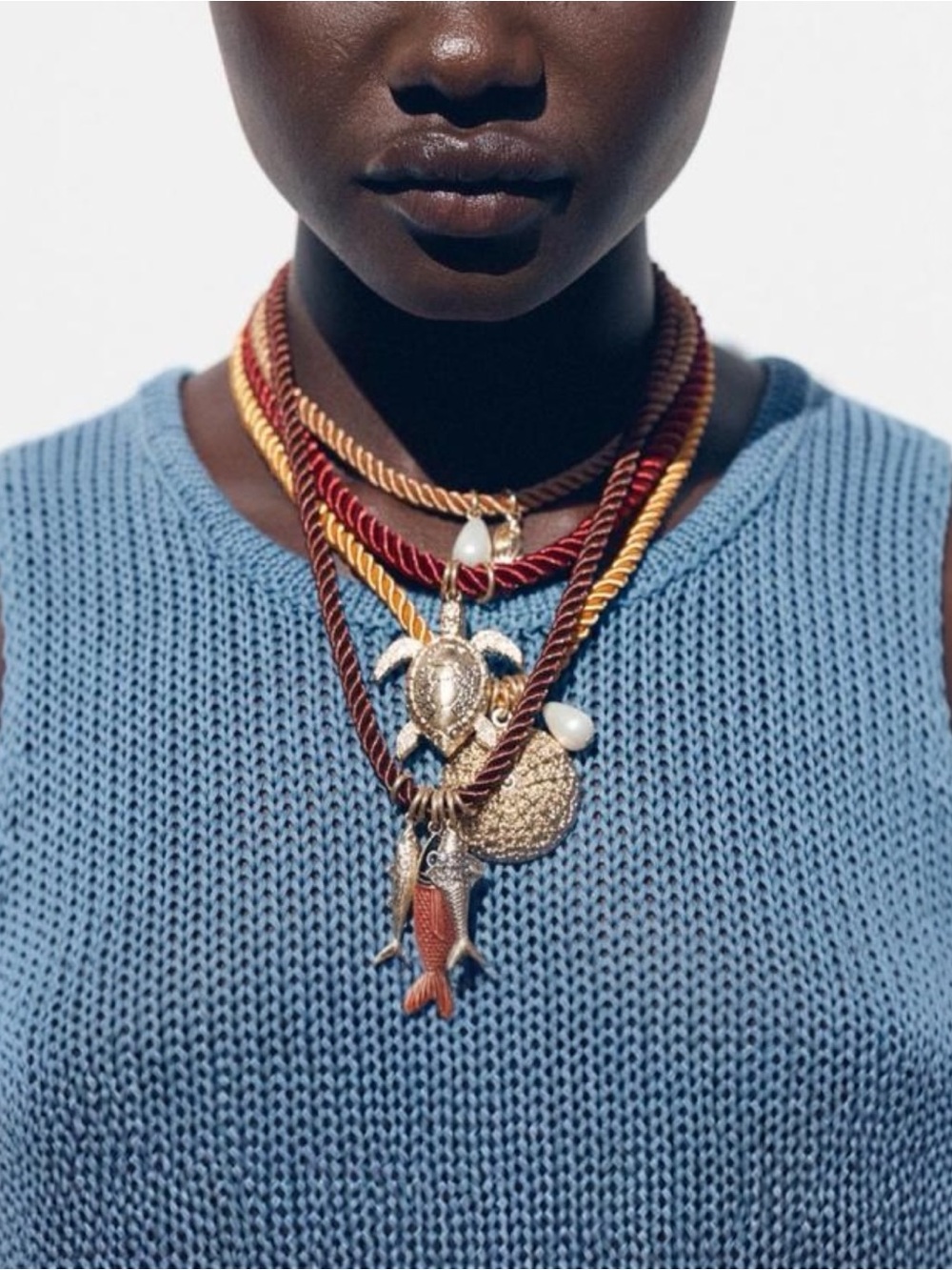 Zara Pack of 4 Rope Necklaces with Marine Charms